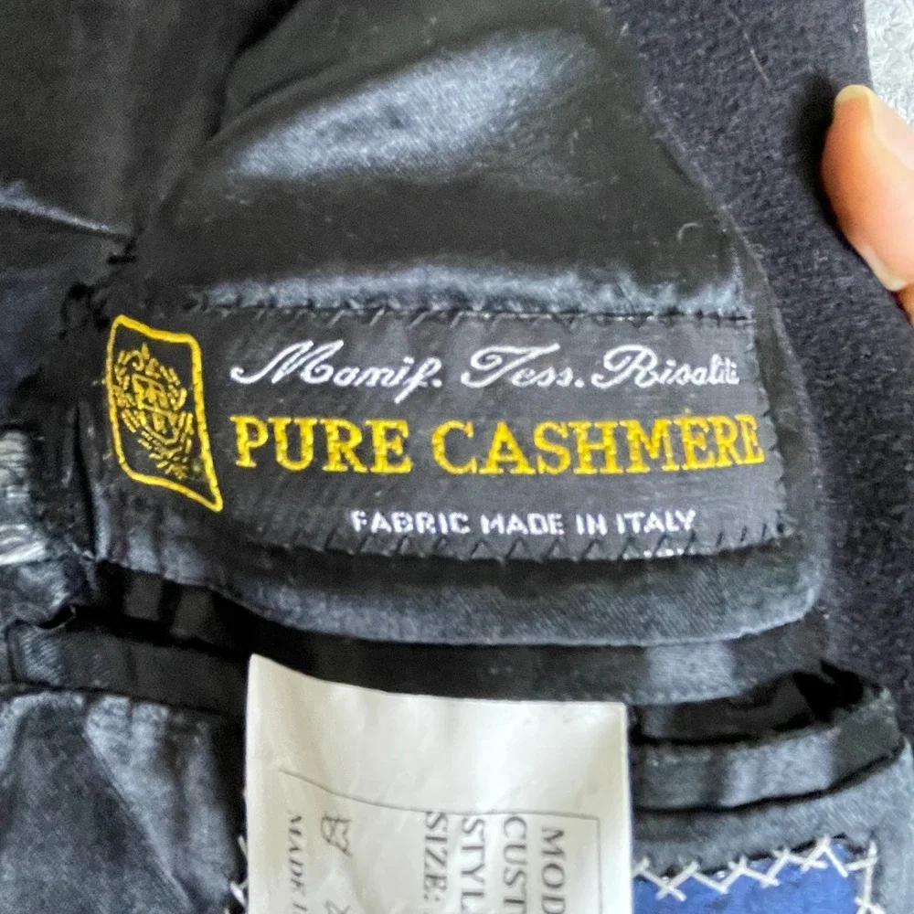 Manif. Tess. Risaliti Overcoat Mens 50 R Black Good Pure Cashmere Made In Italy